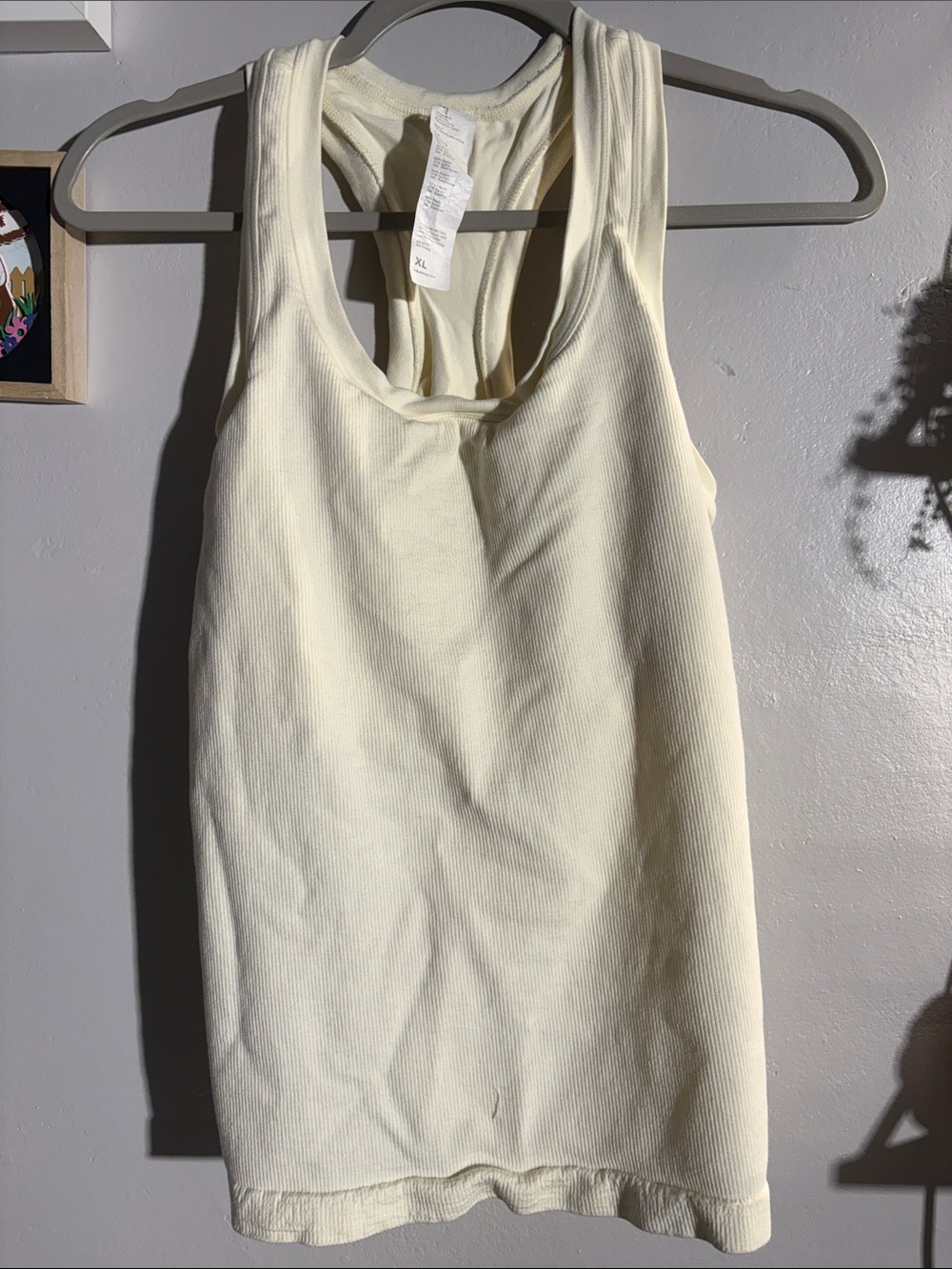 Fabletics Cream Ribbed Racerback Tank Top